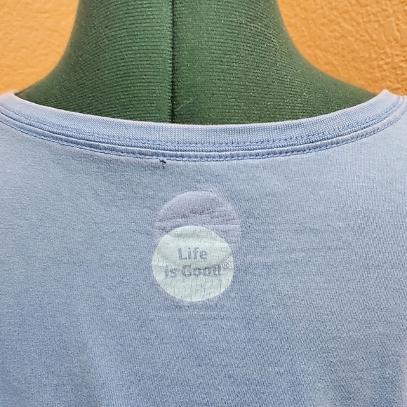 LIFE IS GOOD BLUE SHORT SLEEVE T-SHIRT CRUSHER PATIO PORCH SUMMER WOMEN LARGE - Picture 8 of 14
